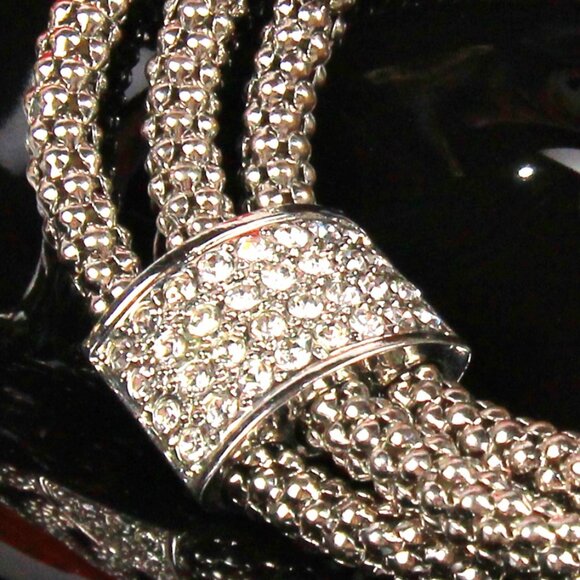 Silver Tone Chainmail Stretch Bracelet - Picture 7 of 8